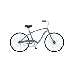 Fototapeta na wymiar Vector flat cartoon gray cruise bicycle icon logo isolated on white background