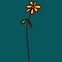 Children drawn flower in doodle style.