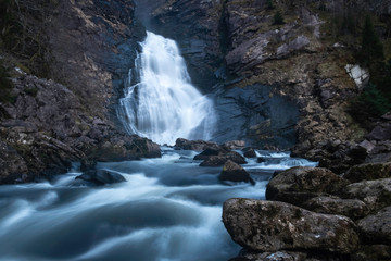 Hidden Waterfall and Rocky Stream in Western Norway, Førde, Sogn og Fjordane