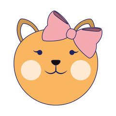 Cat cute animal head blue lines