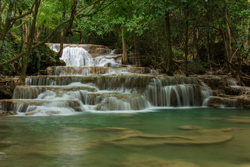 Beautiful waterfall in Kanchanaburi province, Thailand : Huay Mae Kamin Waterfall.