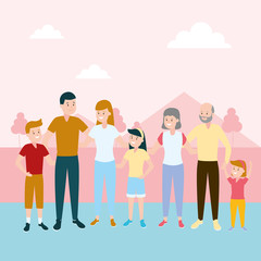 Obraz premium happy family parents kids grandparents