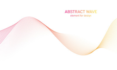 Abstract colorfull wave element for design. Digital frequency track equalizer. Stylized line art background.Vector illustration.Wave with lines created using blend tool.Curved wavy line, smooth stripe