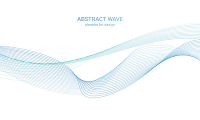 Abstract colorfull wave element for design. Digital frequency track equalizer. Stylized line art background.Vector illustration.Wave with lines created using blend tool.Curved wavy line, smooth stripe