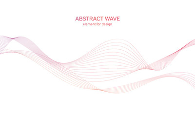 Abstract colorfull wave element for design. Digital frequency track equalizer. Stylized line art background.Vector illustration.Wave with lines created using blend tool.Curved wavy line, smooth stripe