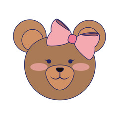 Bear cute animal head blue lines