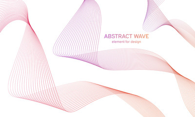 Abstract colorfull wave element for design. Digital frequency track equalizer. Stylized line art background.Vector illustration.Wave with lines created using blend tool.Curved wavy line, smooth stripe