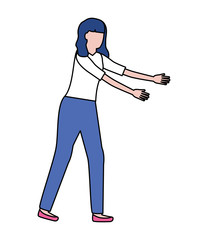woman gesturing hands