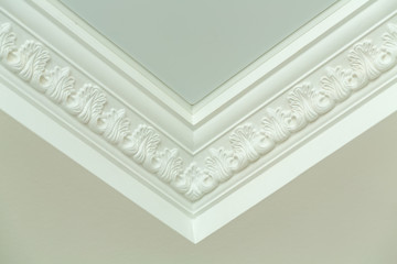 Ceiling cornice. Detail of the corner.