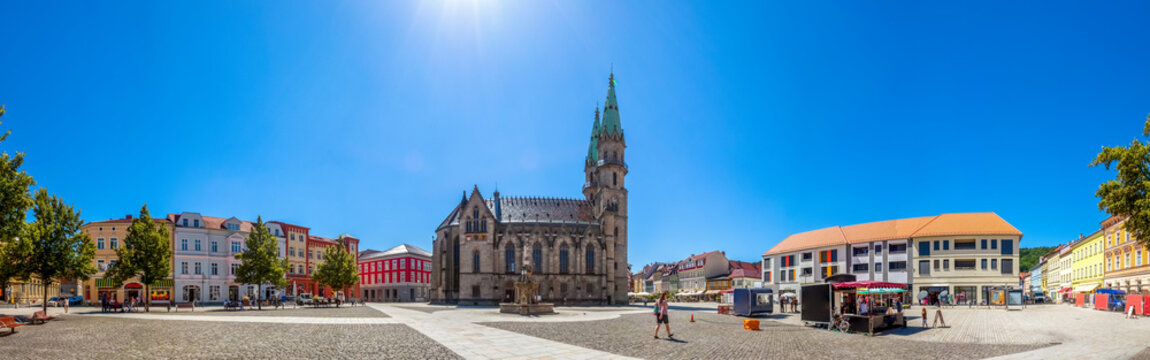 Marktplatz Panorama von Meiningen, Deutschland 