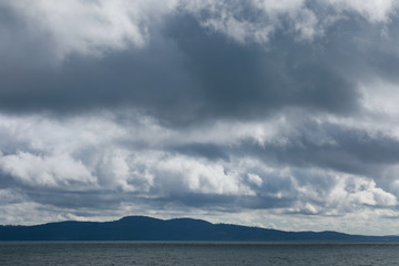 Dramatic sky over the sea and islands