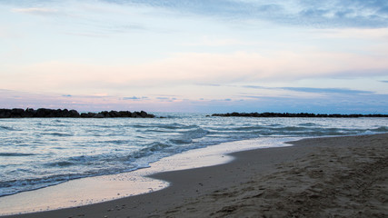 Fototapeta na wymiar Panorama on the beach in winter time
