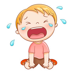 Cute little boy sobbing