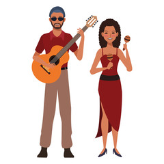 musician playing guitar and maracas