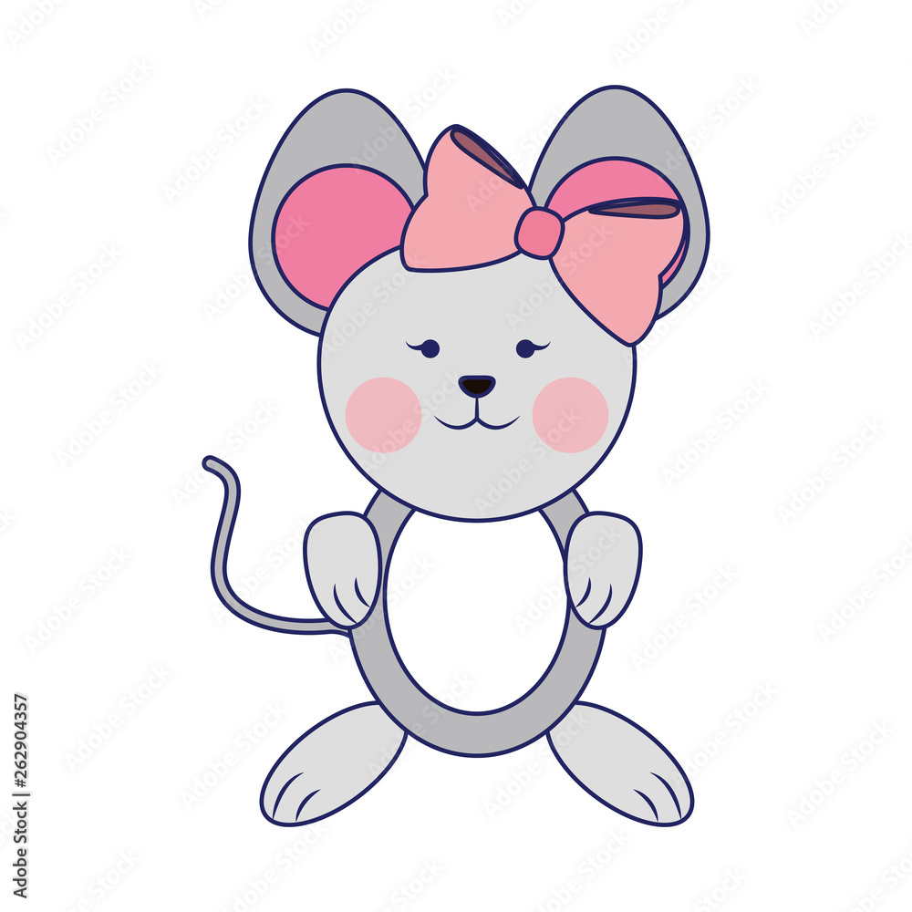 Wall mural Mouse cute animal blue lines