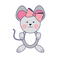 Mouse cute animal blue lines