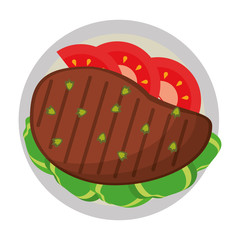 Beef steak with tomato and lettuce healthy food