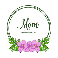 Vector illustration purple bouqet frames bloom with shape of card i love you mom