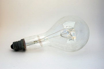 Large incandescent lamp 1000 watts.White background.Light bulb incandescent.