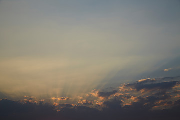 Sunset with cloudy and blue sky