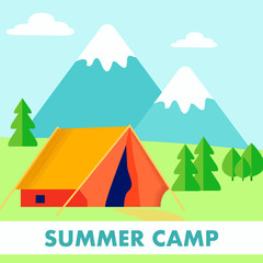 Scout Summer Camp, Resort Flat Vector Illustration