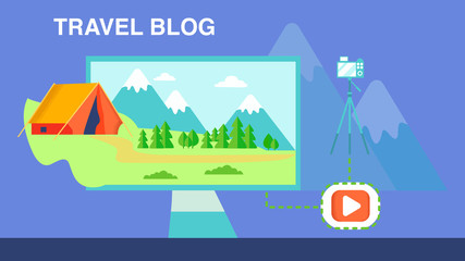 Camping, Travel Video Blog Vector Illustration