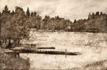 Sketch of a Restful Summer Lake