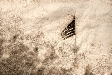 Sketch of a Flag Beyond The Hill
