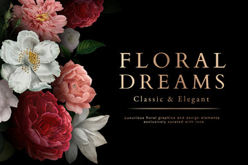 Floral dreams card - obrazy, fototapety, plakaty