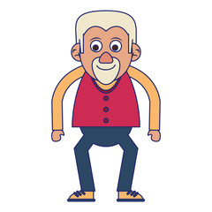 Obraz premium Elderly man grandfather isolated isolated blue lines