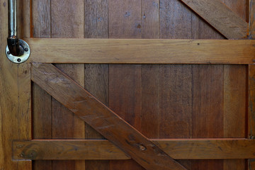 Naklejka na ściany i meble closed timber wood door of warehouse industry, design of rustic wooden barn wall background