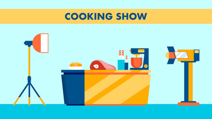 Cooking Show Set, Studio Vector Flat Illustration