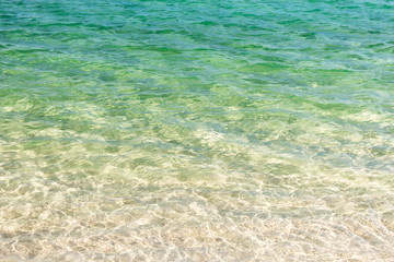 Fototapeta na wymiar Clear blue transparent beach water background