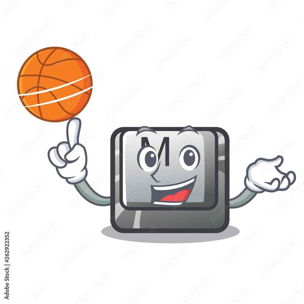 Wall mural With basketball button M on a keyboard mascot