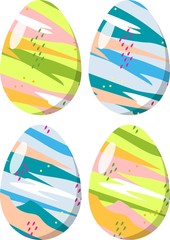 Set of colorful easter eggs  illustration - abstract pattern