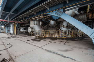 Interior of an old abandoned industrial steel factory