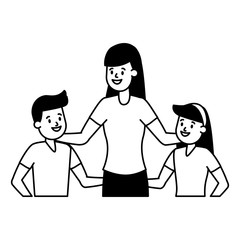 mom with son and daughter