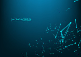 background with abstract particles. Connecting dots and lines. Big data concept.