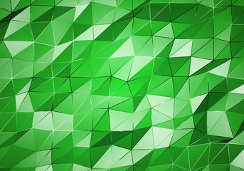 Abstract background of Green surface. Futuristic background with lines and low poly shape. 3D rendering.