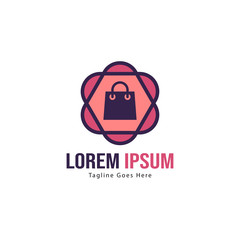 Shopping logo template design. Shopping logo with modern frame isolated on white background