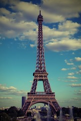 view of Eiffel Tower in Paris with in old effect