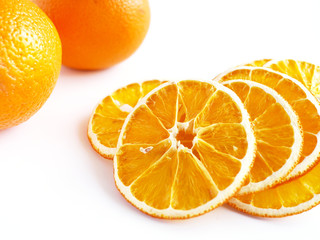 Fruit chips from oranges, dried fruit, slices. 