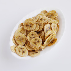dried bananas, slices, top view