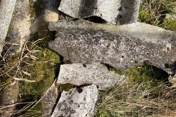 Dangerous asbestos roof. Asbestos dust in the environment. Health problems