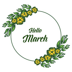 Vector illustration leaf flower frame for text hello march