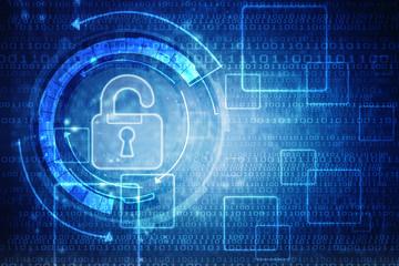 2d illustration Safety concept: Closed Padlock on digital background