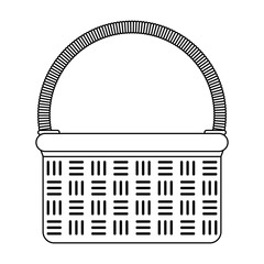 Picnic basket cartoon isolated in black and white