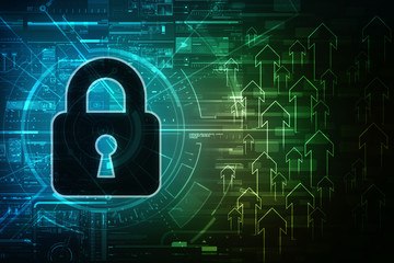 2d illustration Safety concept: Closed Padlock on digital background