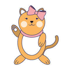 Cat cute animal blue lines