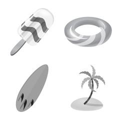 Vector design of equipment and swimming logo. Collection of equipment and activity stock symbol for web.